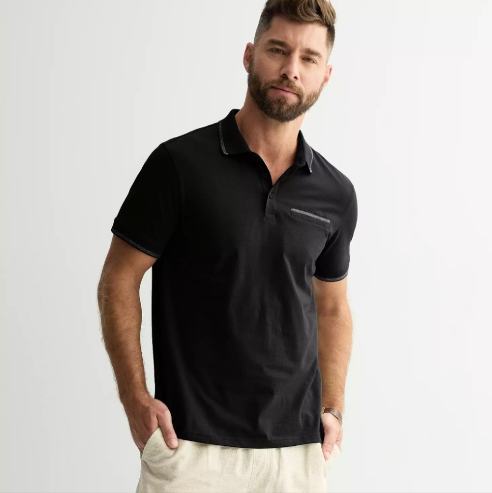 Apt. 9 Men's Black Polo Shirt NWT Size XXL One Pocket